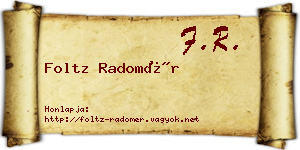 Foltz Radomér névjegykártya